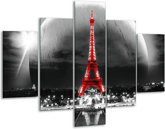 Peinture sur verre Paris Tour Eiffel Noir blanc rouge