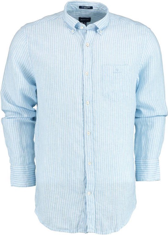 Gant Casual hemd lange mouw Blauw Reg Stripe Linen BD 3012520/468