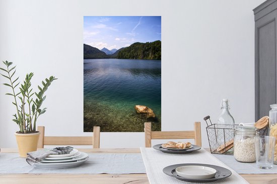 Sticker Muursticker Neuschwanstein - Lac près de Hohenschwangau près de Bavière en Allemagne - 60x90 cm - film autocollant - sticker mural repositionnable