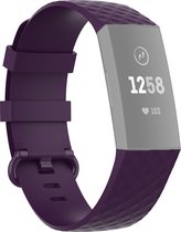 By Qubix - Fitbit Charge 3 & 4 siliconen diamant pattern bandje (Small)  - Donker paars - Fitbit charge bandjes