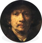 WallCircle - Wandcirkel - Muurcirkel - Zelfportret - Schilderij van Rembrandt van Rijn - Aluminium - Dibond - ⌀ 140 cm - Binnen en Buiten