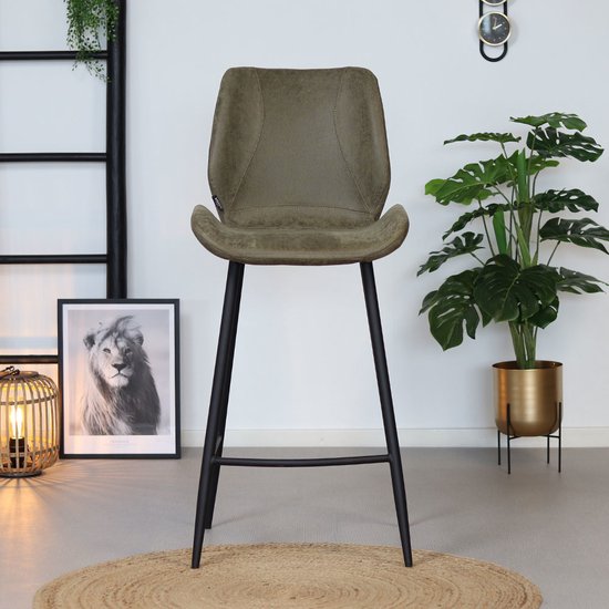 Bronx71 de bar industriel Bronx71 Barrel - Vert olive - Avec dossier - 69 cm