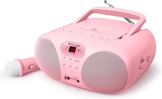 Muse MD-203KP - Boombox met radio/CD-speler en microfoon, kids, roze |  bol.com