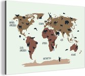 Carte du monde unie avec des animaux aux couleurs flexa Aluminium 90x60 cm