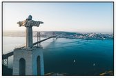 Cristo Rei waakt over de Portugese stad Lissabon - Foto op Akoestisch paneel - 150 x 100 cm