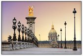 Zonsopgang op de Pont Alexandre III over de Seine in Parijs - Foto op Akoestisch paneel - 120 x 80 cm