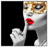 Golden masked woman - Foto op Akoestisch paneel - 150 x 150 cm