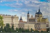 De kathedraal en het Koninklijk Paleis van Madrid - Foto op Tuinposter - 150 x 100 cm