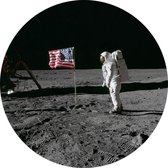 Armstrong photographs Buzz Aldrin (maanlanding) - Foto op Behangcirkel - ⌀ 80 cm