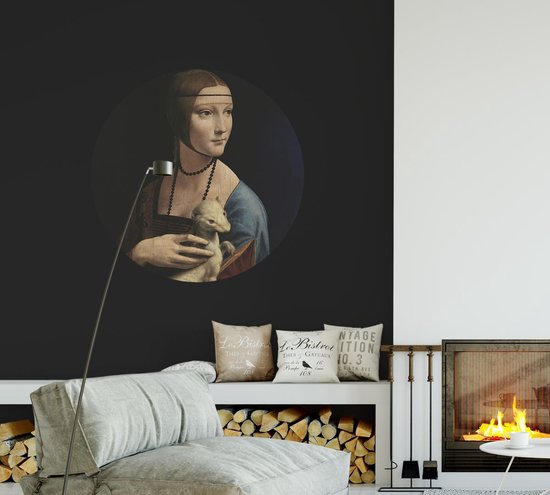 La Dame à l'hermine, Leonardo de Vinci - Photo sur papier peint Cercle - ⌀ 40 cm