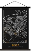 Posterhanger incl. Poster 40x60 cm - Schoolplaat - Kaart - Zeist - Goud - Zwart - Textielposter - Zwarte latten