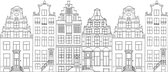 ESTAhome fotobehang getekende Amsterdamse grachtenhuisjes zwart en wit - 159104 - 4.185 x 2.79 m