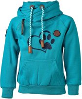 Kindertrui turquoise met hart en poot | Maat 116/ 6Y