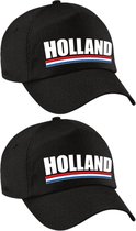2x stuks holland supporters pet zwart voor jongens en meisjes - kinderpetten - Nederland landen baseball cap - supporter accessoire