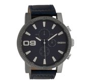 OOZOO Timepieces - Titanium horloge met jeans blauwe leren band - C10065 - Ø50