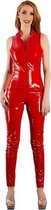 Black Level – Mouwloze Wetlook Lak Jumpsuit met Dubbelzijdige Rits Sluiting Passie en Stijlvol – Maat XL – Rood