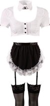 Cottelli Collection – Erotische Dienstmeisje Ouvert met Afneembare Bandjes voor de Spannende Rollen Spelen – Maat S – Zwart