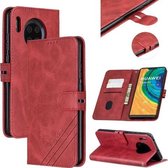 Voor Huawei Mate 30 Stiksels Stijl 2-Kleur Koe Textuur Horizontale Flip PU Lederen Case met Houder & Kaartsleuf & Lanyard (Rood)