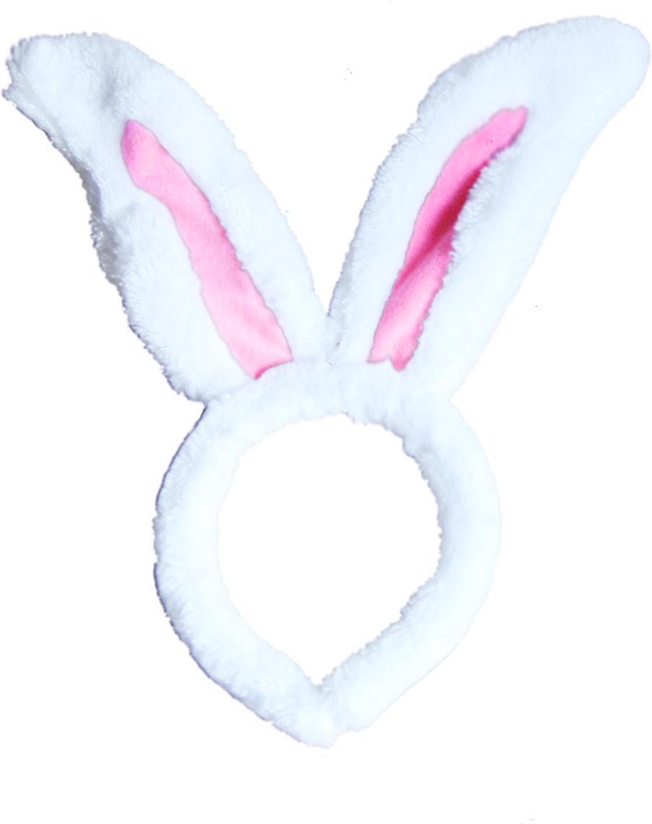 KIMU Haarband Konijn Wit - Diadeem Konijnenoren Oren Oortjes Roze Playboy Bunny Festival - Merkloos