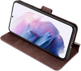 caseme - Hoesje geschikt voor Samsung Galaxy S21 FE - met magnetische sluiting - ming serie - leren book case - donker bruin