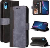 Zakelijke stiksels-kleur horizontale flip PU lederen tas met houder & kaartsleuven & fotolijst voor iPhone XR (grijs)