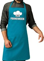 Chef pannenkoek schort / keukenschort turquoise voor heren - kookschorten / keuken schort