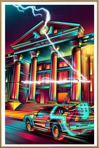 JUNIQE - Poster met kunststof lijst Delorean popart -30x45 /Rood &