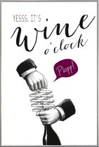 JUNIQE - Poster met kunststof lijst Wine o'clock -13x18 /Paars & Wit