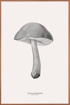 JUNIQE - Poster met kunststof lijst Bolete Mushroom -13x18 /Grijs &