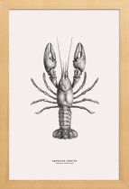 JUNIQE - Poster met houten lijst American Lobster -13x18 /Grijs &