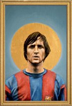 JUNIQE - Poster met houten lijst Football Icon - Johan Cruyff -13x18