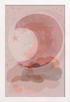 JUNIQE - Poster in houten lijst Gentle Moon -40x60 /Roze