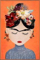 JUNIQE - Poster met kunststof lijst Frida Orange -60x90 /Oranje