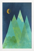 JUNIQE - Poster met houten lijst Norway -13x18 /Blauw & Groen