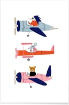 JUNIQE - Poster Aeroplane Race -30x45 /Grijs
