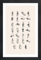 JUNIQE - Poster in houten lijst Vintage Sign Language Chart -30x45