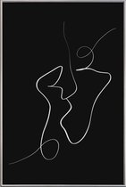 JUNIQE - Poster met kunststof lijst Connected -30x45 /Grijs & Ivoor