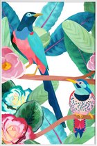 JUNIQE - Poster in kunststof lijst Birds -30x45 /Groen & Roze