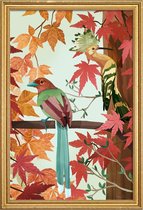 JUNIQE - Poster met houten lijst Birds Of Autumn -13x18 /Groen &
