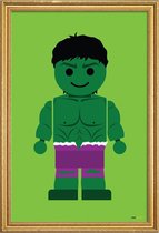 JUNIQE - Poster met houten lijst Hulk Toy -20x30 /Groen & Paars