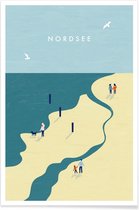 JUNIQE - Poster Nordsee - retro -30x45 /Blauw & Geel