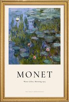 JUNIQE - Poster in houten lijst Monet - Water Lilies, Morning -30x45