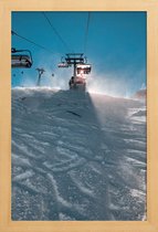 JUNIQE - Poster met houten lijst Let's Go Skiing -13x18 /Blauw & Grijs