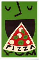 JUNIQE - Poster Yum Pizza -20x30 /Groen