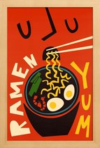 JUNIQE - Poster met houten lijst Yum Ramen -13x18 /Rood