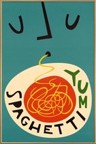 JUNIQE - Poster met kunststof lijst Yum Spaghetti -13x18 /Rood &