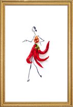 JUNIQE - Poster met houten lijst Red Pepper -30x45 /Rood & Wit