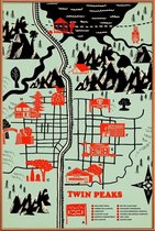 JUNIQE - Poster met kunststof lijst Twin Peaks -40x60 /Groen & Rood