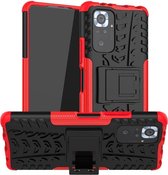 Rugged Kickstand Back Cover - Xiaomi Redmi Note 10 Pro Hoesje - Rood