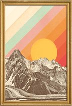 JUNIQE - Poster met houten lijst Mountainscape -13x18 /Kleurrijk